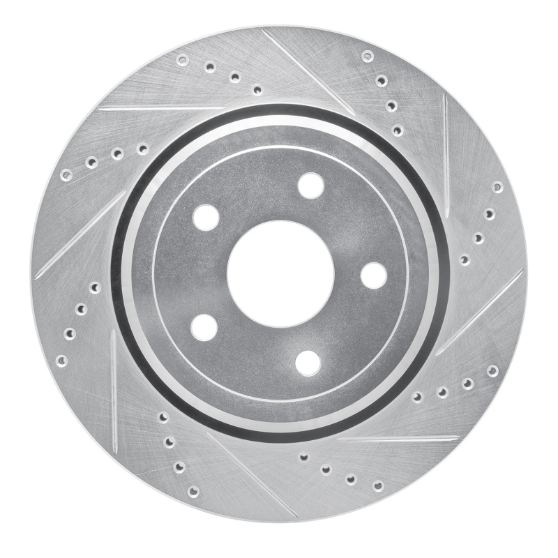 Dodge Durango Brake Rotor (1) - Rear Right - R1 Concepts - Drilled & Slotted - Silver - `12-`25
